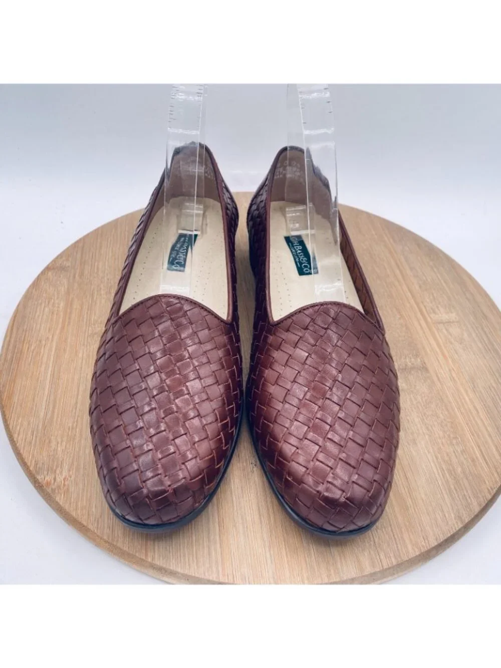 Vintage G H Bass Sunjuns Shoes 9 Brown Woven Leather Loafer Flats Minimalist